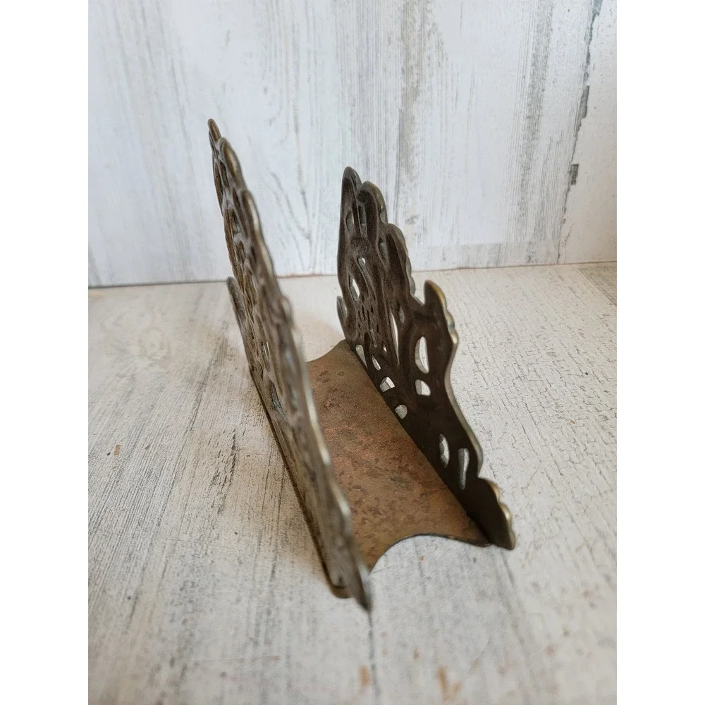 Vintage ornate napkin brass Unique letter holder metal home decor flower